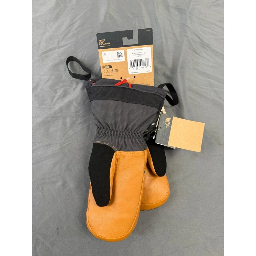 The North Face Montana Pro GTX Mitt Mens L Leather Brown GORE-TEX Ski Mittens